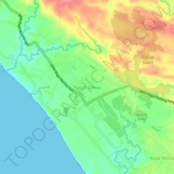 Pagar Dewa topographic map, elevation, terrain