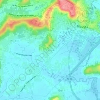Canca topographic map, elevation, terrain