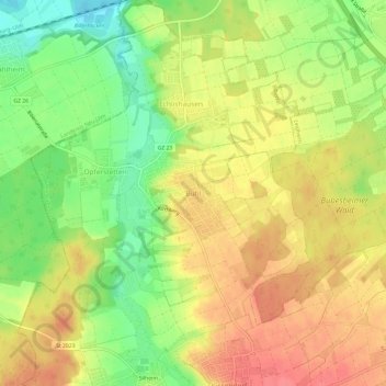 Bühl topographic map, elevation, terrain