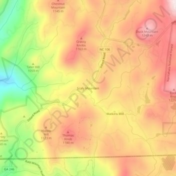 Scaly Mountain topographic map, elevation, terrain