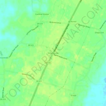 Treherneville topographic map, elevation, terrain