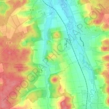 Hohenraunau topographic map, elevation, terrain