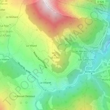 La Côte topographic map, elevation, terrain