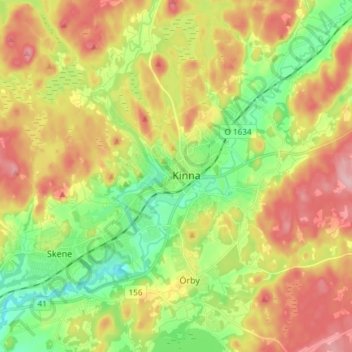 Kinna topographic map, elevation, terrain