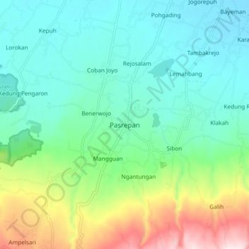 Pasrepan topographic map, elevation, terrain