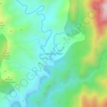 Malasya Uyungan topographic map, elevation, terrain