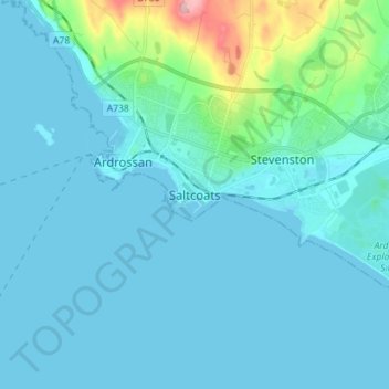 Saltcoats topographic map, elevation, terrain