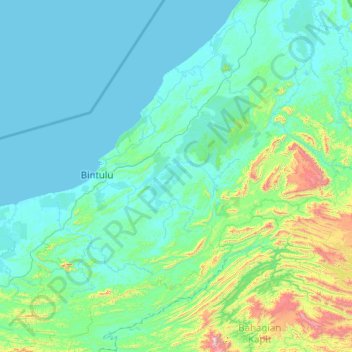Bintulu Division topographic map, elevation, terrain