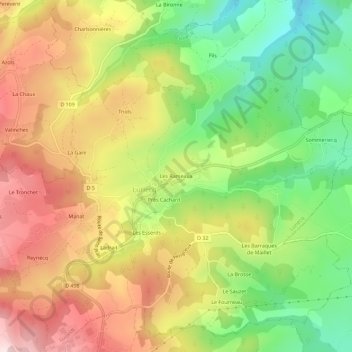 Les Rameaux topographic map, elevation, terrain