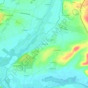 Chez Charrier topographic map, elevation, terrain
