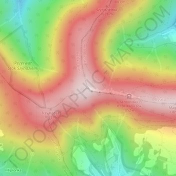 Klimczok topographic map, elevation, terrain