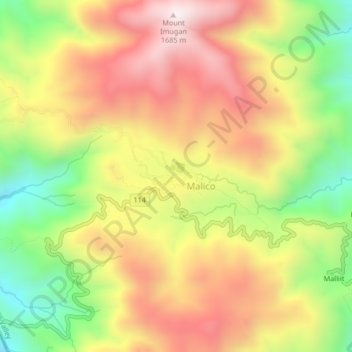 Malico topographic map, elevation, terrain