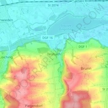 Teisbach topographic map, elevation, terrain