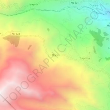 Mismi topographic map, elevation, terrain