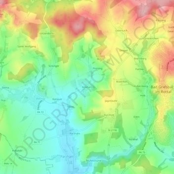 Amsham topographic map, elevation, terrain