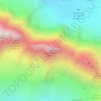 Les Droites topographic map, elevation, terrain