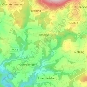 Oberholz topographic map, elevation, terrain