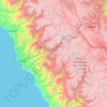 Provincia de Huarochirí topographic map, elevation, terrain