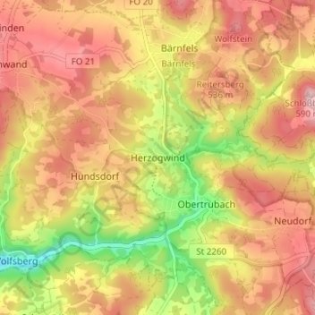 Herzogwind topographic map, elevation, terrain