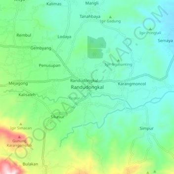 Randudongkal topographic map, elevation, terrain