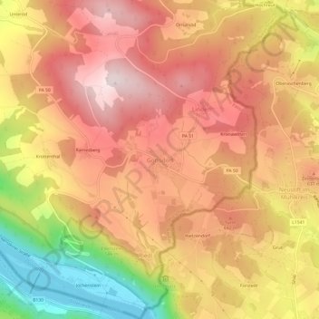 Gottsdorf topographic map, elevation, terrain