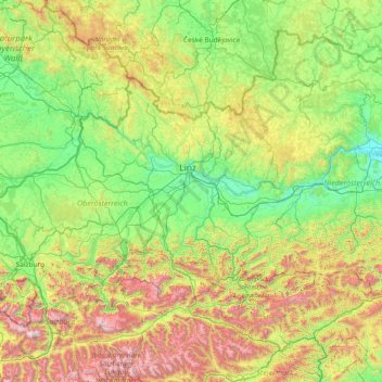 Linz-Land topographic map, elevation, terrain