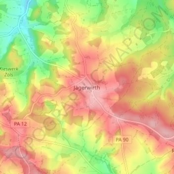 Jägerwirth topographic map, elevation, terrain