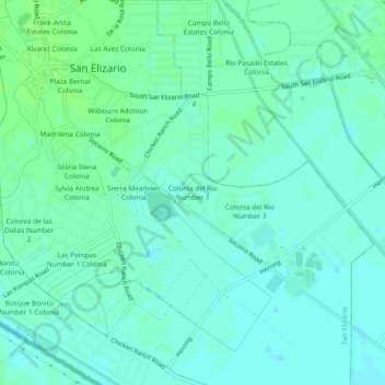 Colonia del Rio Number 1 topographic map, elevation, terrain