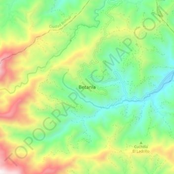 Betania topographic map, elevation, terrain
