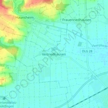 Veitriedhausen topographic map, elevation, terrain