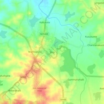 Sira topographic map, elevation, terrain