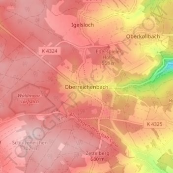 Oberreichenbach topographic map, elevation, terrain