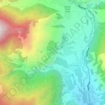 Majhach topographic map, elevation, terrain