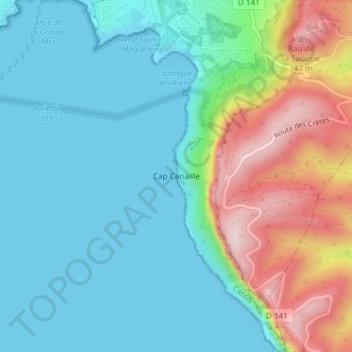 Cap Canaille topographic map, elevation, terrain