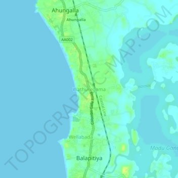 Wathuregama topographic map, elevation, terrain