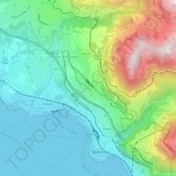 Chernex topographic map, elevation, terrain