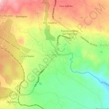 La Estanzuela topographic map, elevation, terrain