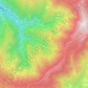 Candal topographic map, elevation, terrain