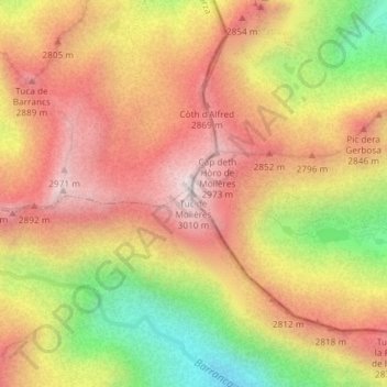 Viella Mitg Arán topographic map, elevation, terrain
