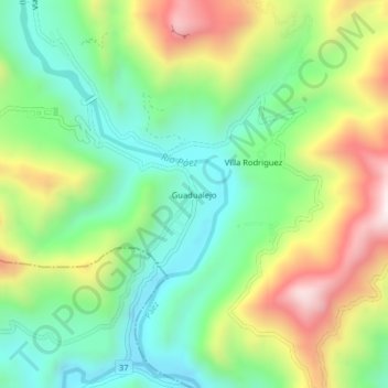 Guadualejo topographic map, elevation, terrain