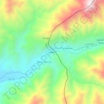 Lindero topographic map, elevation, terrain