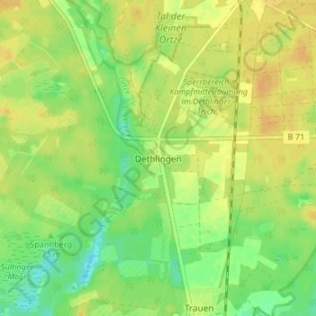 Dethlingen topographic map, elevation, terrain