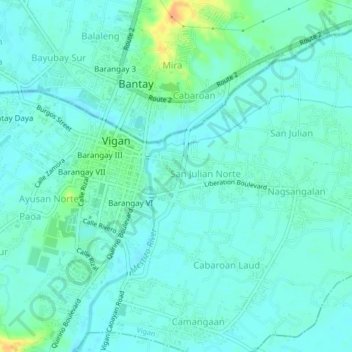 Capangpangan topographic map, elevation, terrain