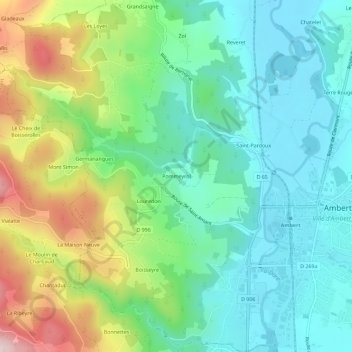 Pommeyrol topographic map, elevation, terrain
