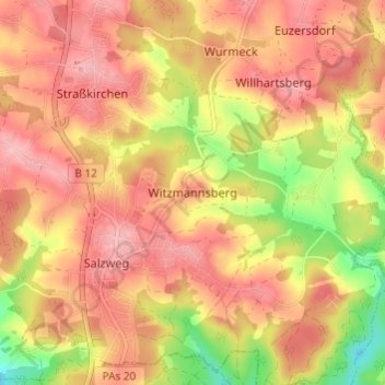 Witzmannsberg topographic map, elevation, terrain