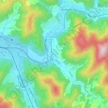 Kirnbach topographic map, elevation, terrain