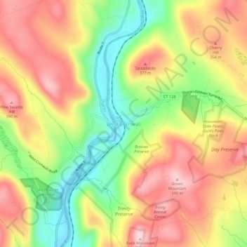 West Cornwall topographic map, elevation, terrain