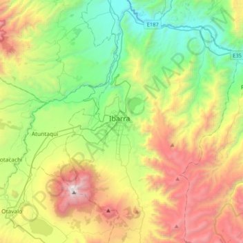 Ibarra topographic map, elevation, terrain