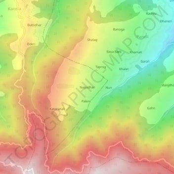 Nagadhar topographic map, elevation, terrain