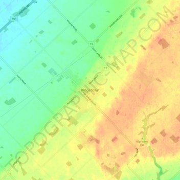 Ridgetown topographic map, elevation, terrain